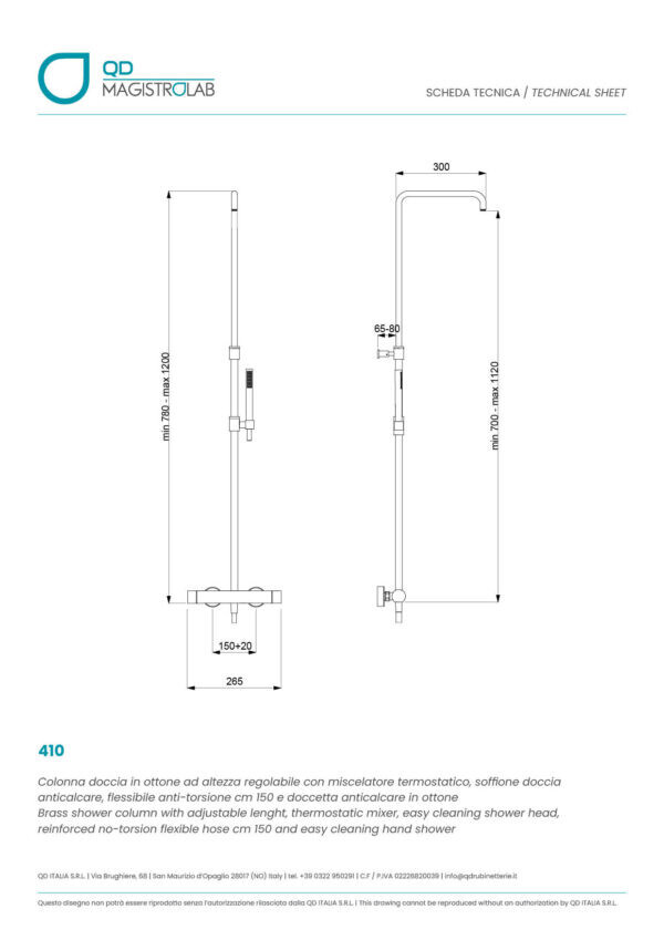 QD MagistroLab - Colonna doccia cromo 410 Venezia - SCONTO